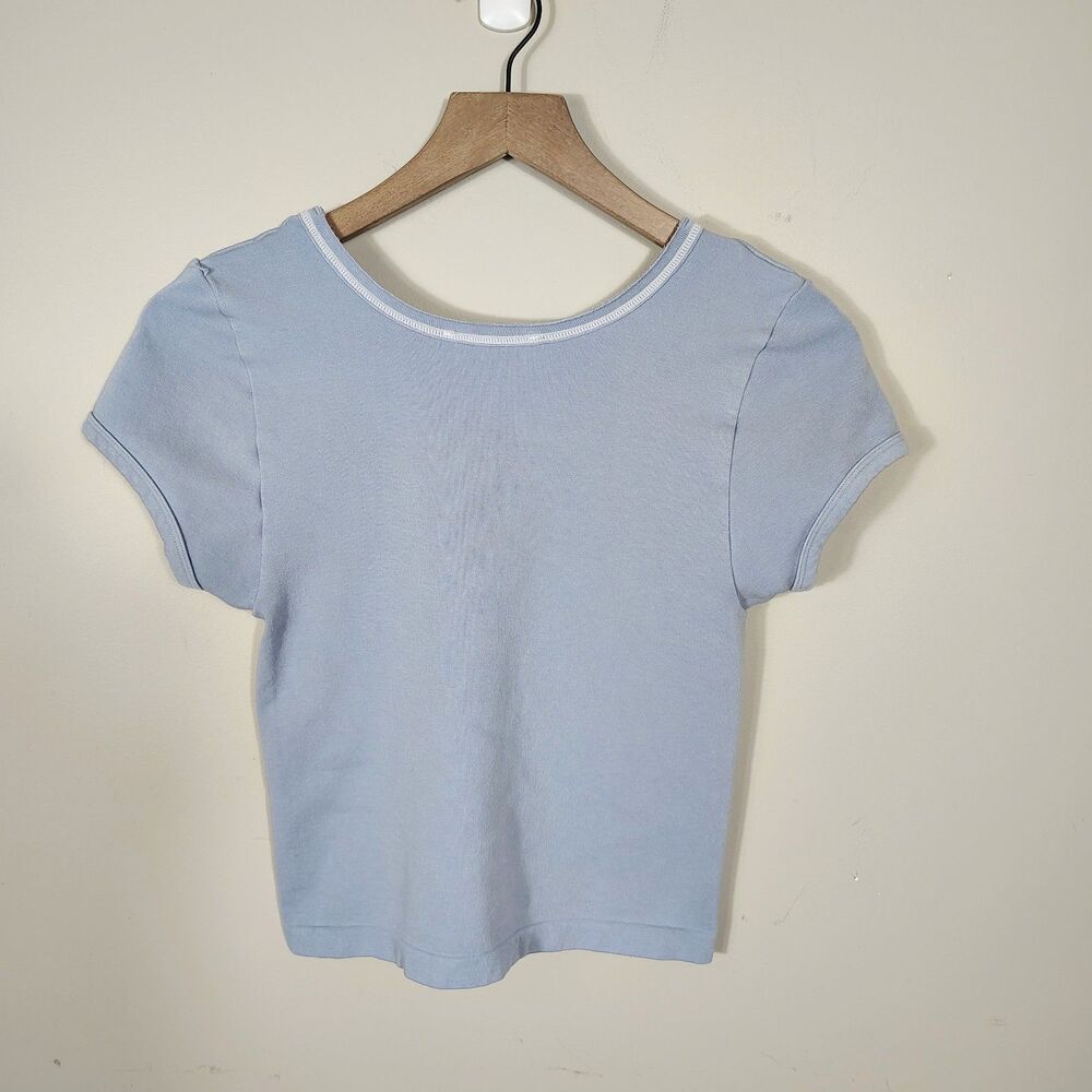 Minimalist Fitted Scoop Neck Tee Size L Stretchy Capsule Wardrobe Basic Clean - Picture 5 of 7